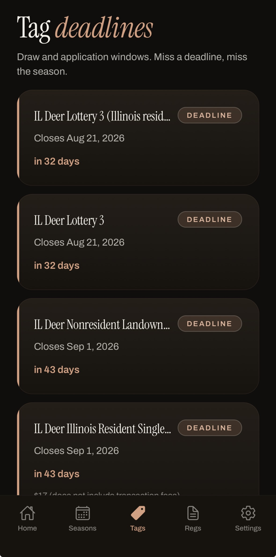 Tag deadlines